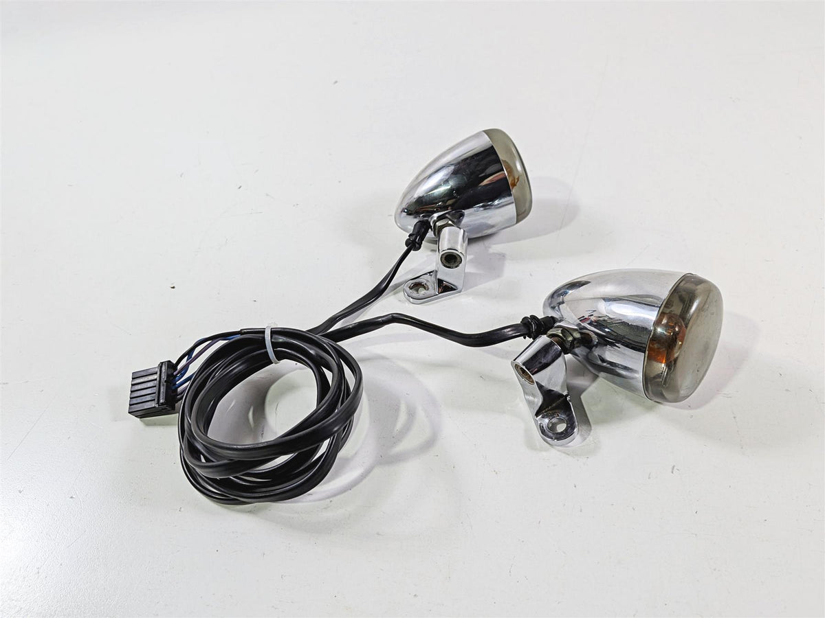 2005 Harley Softail FLSTFSE CVO Fat Boy Chrome Front Blinker Turn Signal Set 68614-03-Mototech271