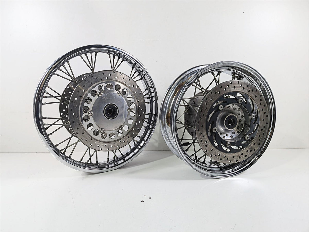 2007 Yamaha XVS1100 V-Star Custom 18x2.15 15x4.5 Front Rear Spoke Wheel Rim Set 94421-18614 {{ shop.shopifyCountryName }} - Mototech271