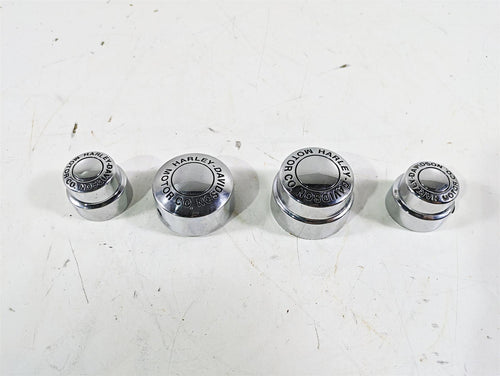2003 Harley Dyna FXDL Low Rider 100TH Front Rear Chrome Axle Nut Cover Set | Mototech271