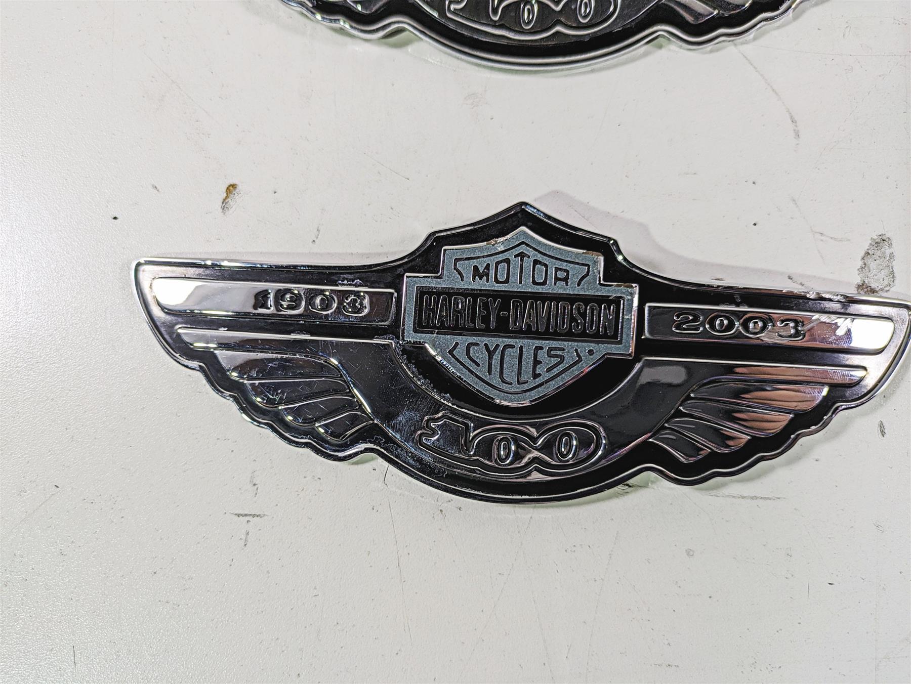 2003 Harley Dyna FXDL Low Rider 100TH Tank Emblems Badges 62230-03A 62231-03A {{ shop.shopifyCountryName }} - Mototech271
