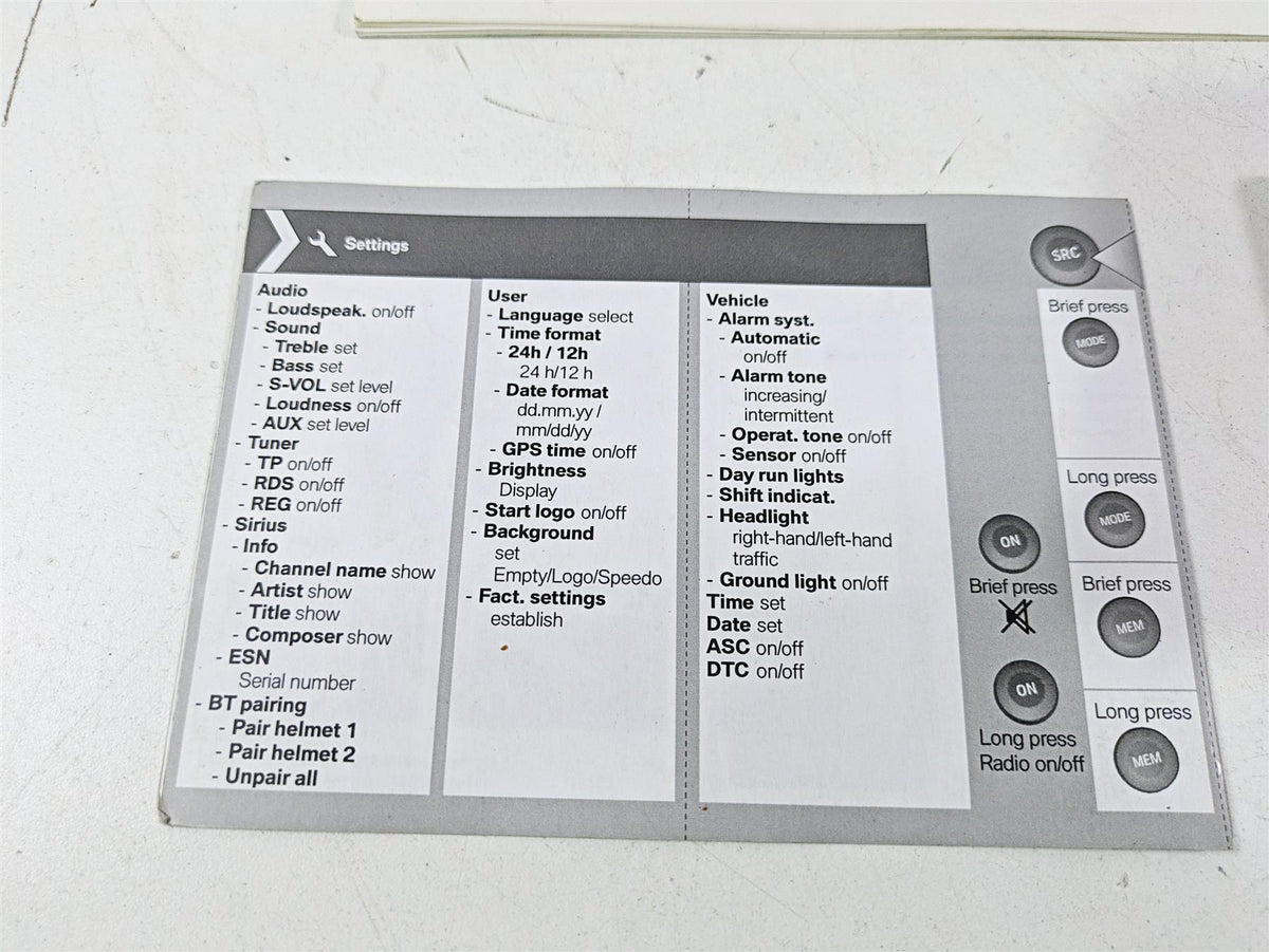 2015 BMW K1600 GT K48 Owners Manual & Repair Guides 01418557007 {{ shop.shopifyCountryName }} - Mototech271