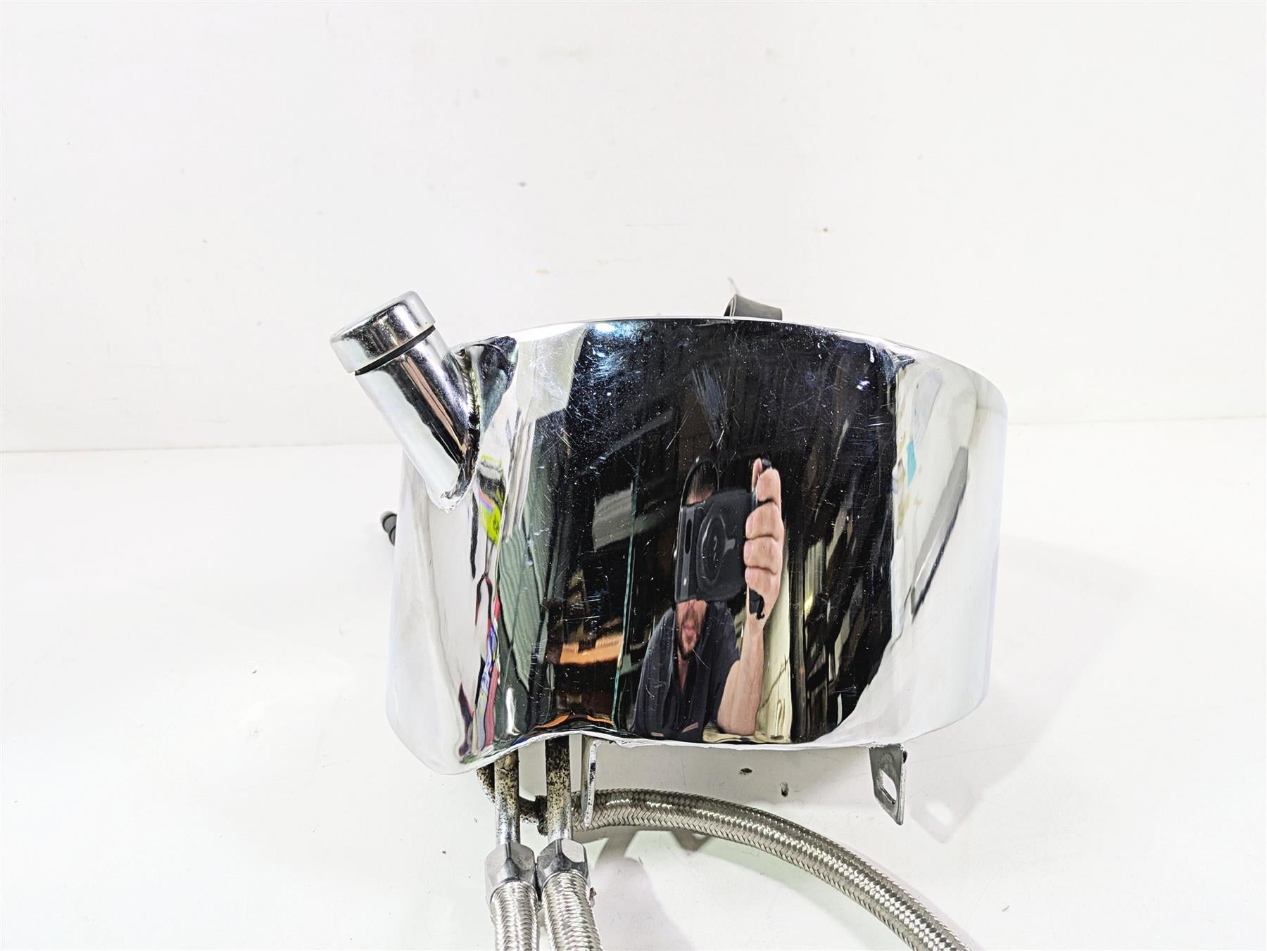 2008 Ultima Motorcycles Fat Bastard Chrome Oil Tank Reservoir & Lines {{ shop.shopifyCountryName }} - Mototech271