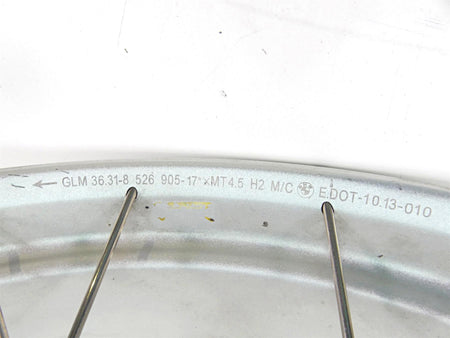 2014 BMW R1200GS K50 Straight 17x4.5 Cross Spoke Rear Wheel Rim 36318526651 {{ shop.shopifyCountryName }} - Mototech271