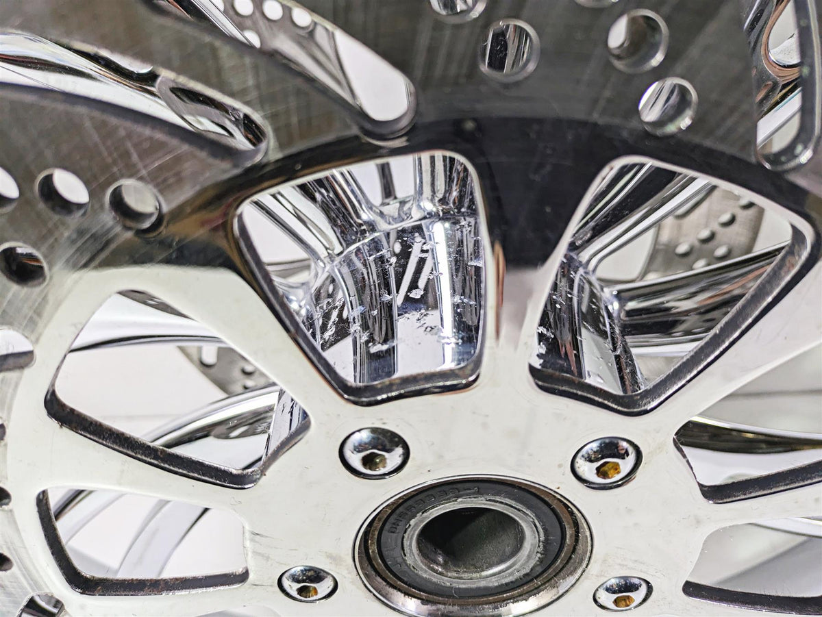 2007 Harley Touring Glide Twisted Vortex Style Chrome Front Rear Wheel Rim 21" & 18" {{ shop.shopifyCountryName }} - Mototech271