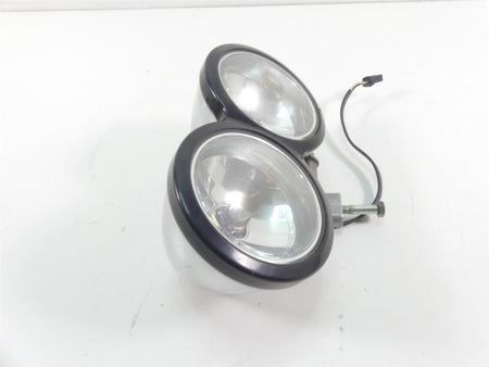 2014 Harley FXDF Dyna Fat Bob Dual Chrome Headlight Head Light Lamp 67700167 {{ shop.shopifyCountryName }} - Mototech271