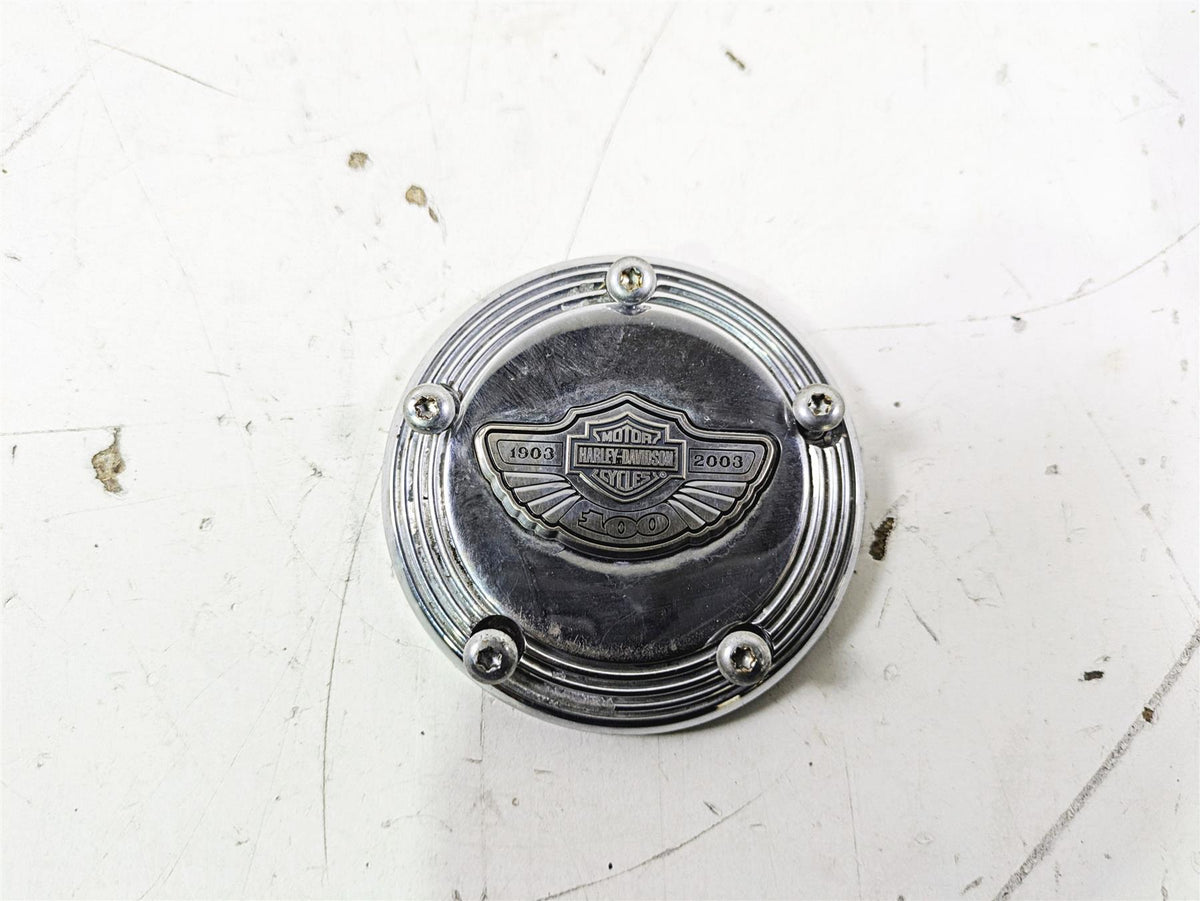 2003 Harley Touring FLHTCUI E-Glide 100th Chrome Cam Camshaft Cover 32536-03 {{ shop.shopifyCountryName }} - Mototech271
