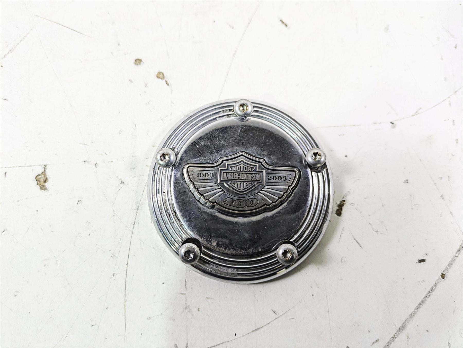2003 Harley Touring FLHTCUI E-Glide 100th Chrome Cam Camshaft Cover 32536-03 {{ shop.shopifyCountryName }} - Mototech271