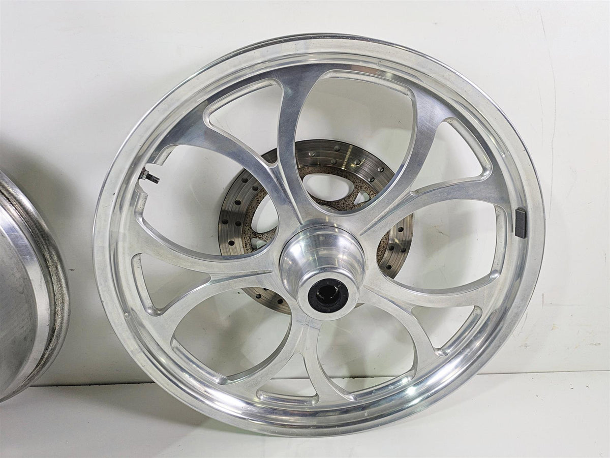 2002 Big Dog Pitbull Front 22" Rear 18" Aluminum Wheel Rim & Belt Pulley Set {{ shop.shopifyCountryName }} - Mototech271