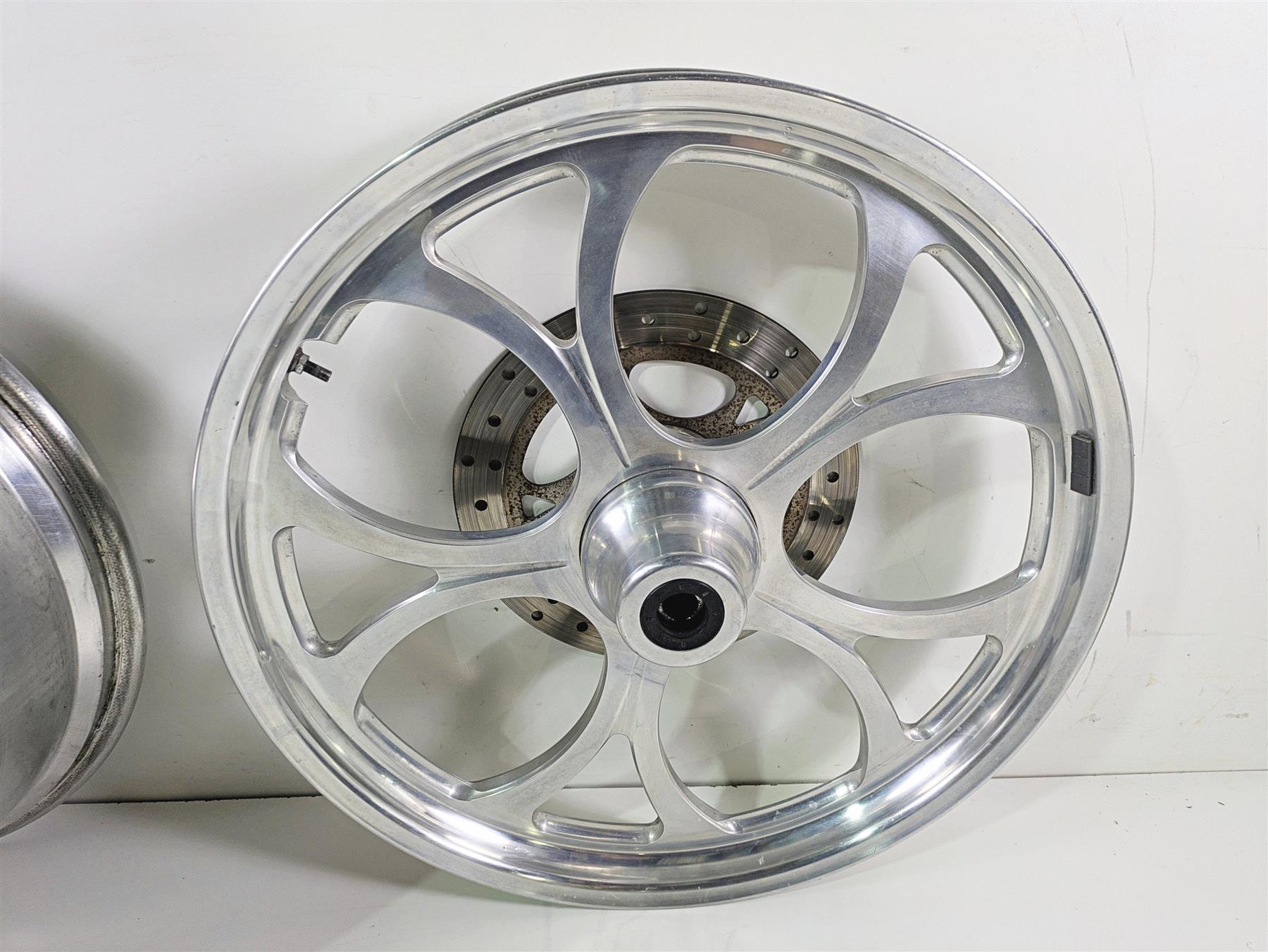 2002 Big Dog Pitbull Front 22" Rear 18" Aluminum Wheel Rim & Belt Pulley Set {{ shop.shopifyCountryName }} - Mototech271