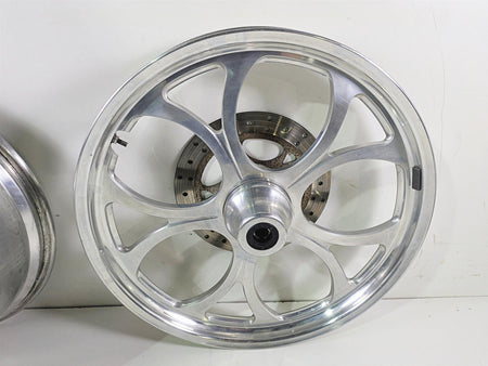 2002 Big Dog Pitbull Front 22" Rear 18" Aluminum Wheel Rim & Belt Pulley Set {{ shop.shopifyCountryName }} - Mototech271