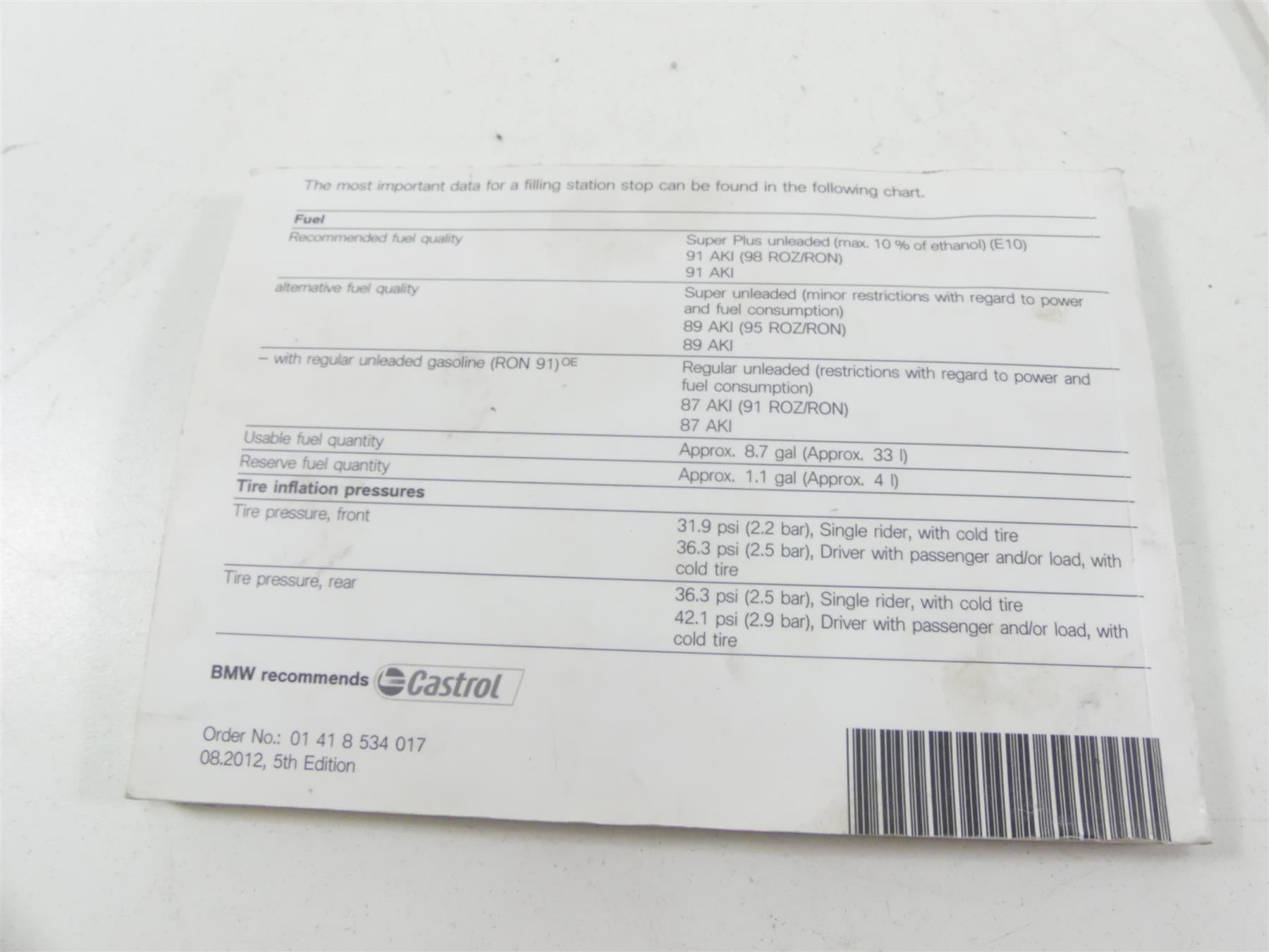 2013 BMW R1200GS K255 Adventure Owners Rider Manual Book 01418534017 {{ shop.shopifyCountryName }} - Mototech271