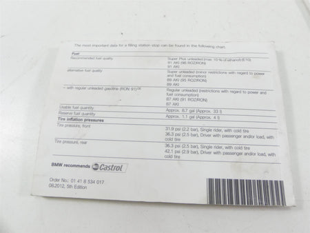 2013 BMW R1200GS K255 Adventure Owners Rider Manual Book 01418534017 {{ shop.shopifyCountryName }} - Mototech271