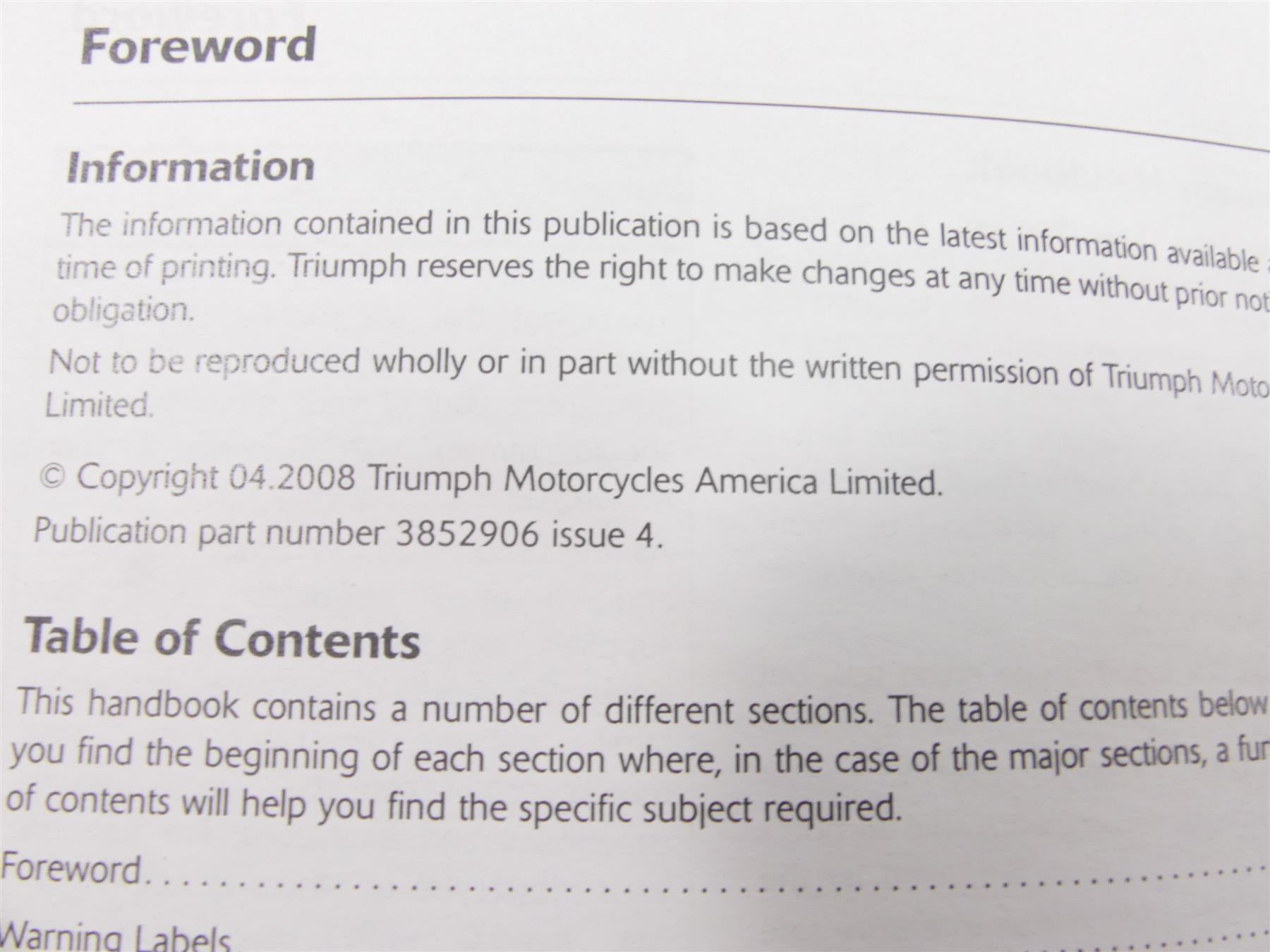 2013 Triumph Rocket 3 Touring Owners Manual & Riding Tips T3850357 T3852906 {{ shop.shopifyCountryName }} - Mototech271