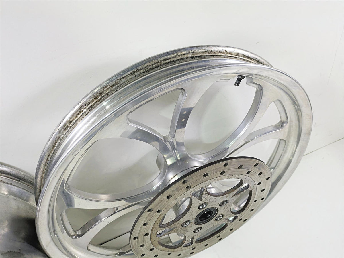 2002 Big Dog Pitbull Front 22" Rear 18" Aluminum Wheel Rim & Belt Pulley Set {{ shop.shopifyCountryName }} - Mototech271