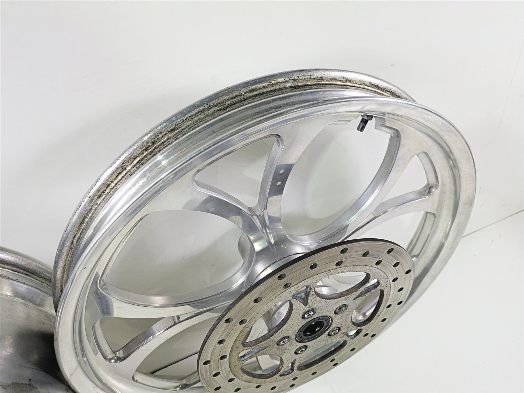 2002 Big Dog Pitbull Front 22" Rear 18" Aluminum Wheel Rim & Belt Pulley Set {{ shop.shopifyCountryName }} - Mototech271