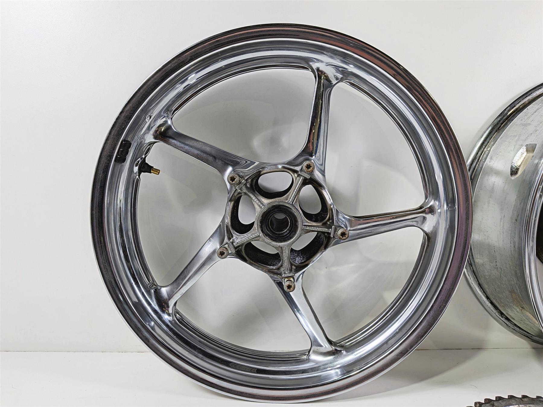2008 Yamaha YZF R1 RN19 Front Rear Chrome Wheel Rim Set -READ 5VY-25168-00 {{ shop.shopifyCountryName }} - Mototech271