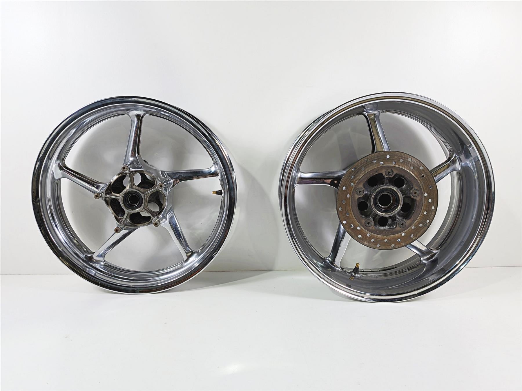 2008 Yamaha YZF R1 RN19 Front Rear Chrome Wheel Rim Set -READ 5VY-25168-00 {{ shop.shopifyCountryName }} - Mototech271