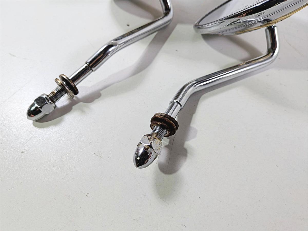 2005 Harley Softail FLSTFSE CVO Fat Boy Round Chrome Flame Mirrors Set-Mototech271