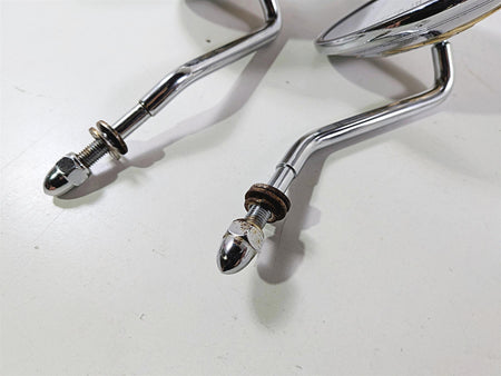 2005 Harley Softail FLSTFSE CVO Fat Boy Round Chrome Flame Mirrors Set-Mototech271