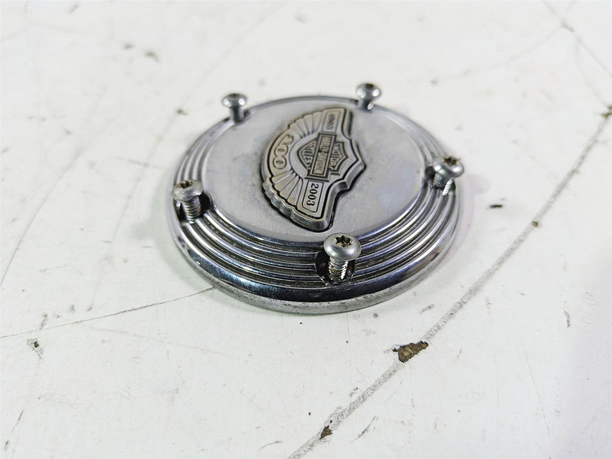 2003 Harley Touring FLHTCUI E-Glide 100th Chrome Cam Camshaft Cover 32536-03 {{ shop.shopifyCountryName }} - Mototech271