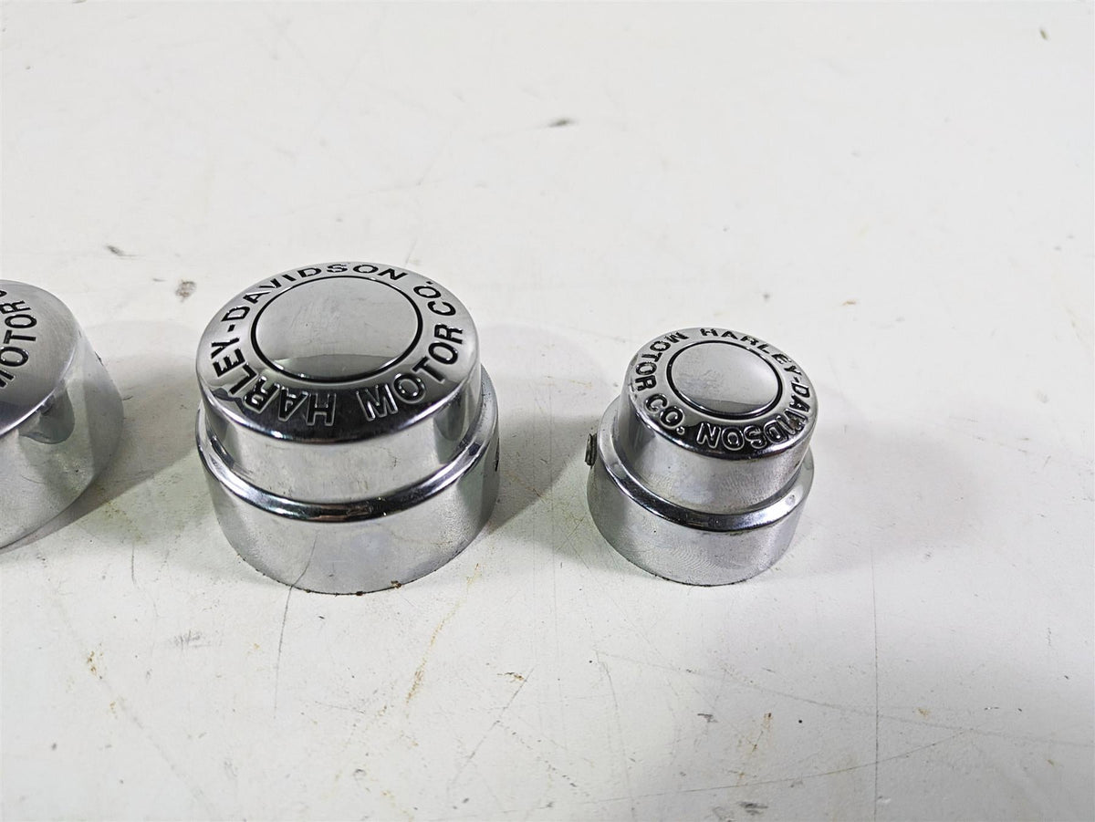 2003 Harley Dyna FXDL Low Rider 100TH Front Rear Chrome Axle Nut Cover Set {{ shop.shopifyCountryName }} - Mototech271