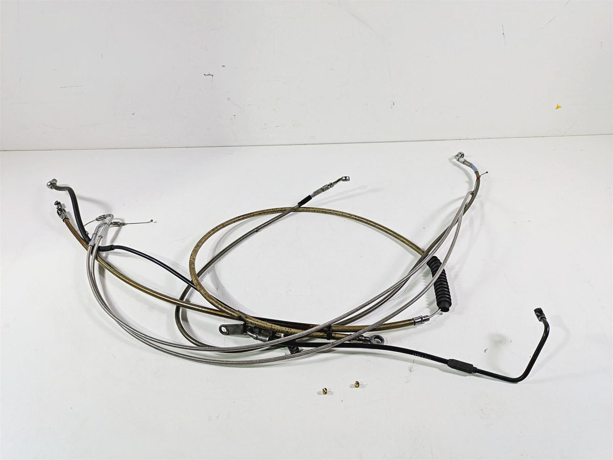 2009 Harley FLSTSB Cross Bones Extended Brake Line Throttle Cable Set 15" {{ shop.shopifyCountryName }} - Mototech271