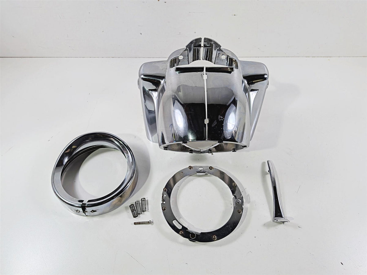 Harley Touring Aftermarket Chrome Road King Headlight Cover Nacelle Set {{ shop.shopifyCountryName }} - Mototech271