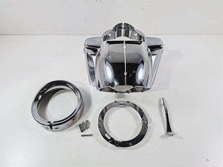 Harley Touring Aftermarket Chrome Road King Headlight Cover Nacelle Set {{ shop.shopifyCountryName }} - Mototech271