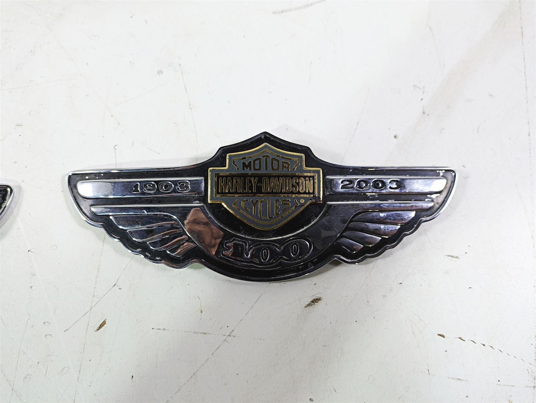 2003 Harley Softail FXSTDI Deuce 100th Fuel Tank Emblem Set 62236-03 62237-03 {{ shop.shopifyCountryName }} - Mototech271