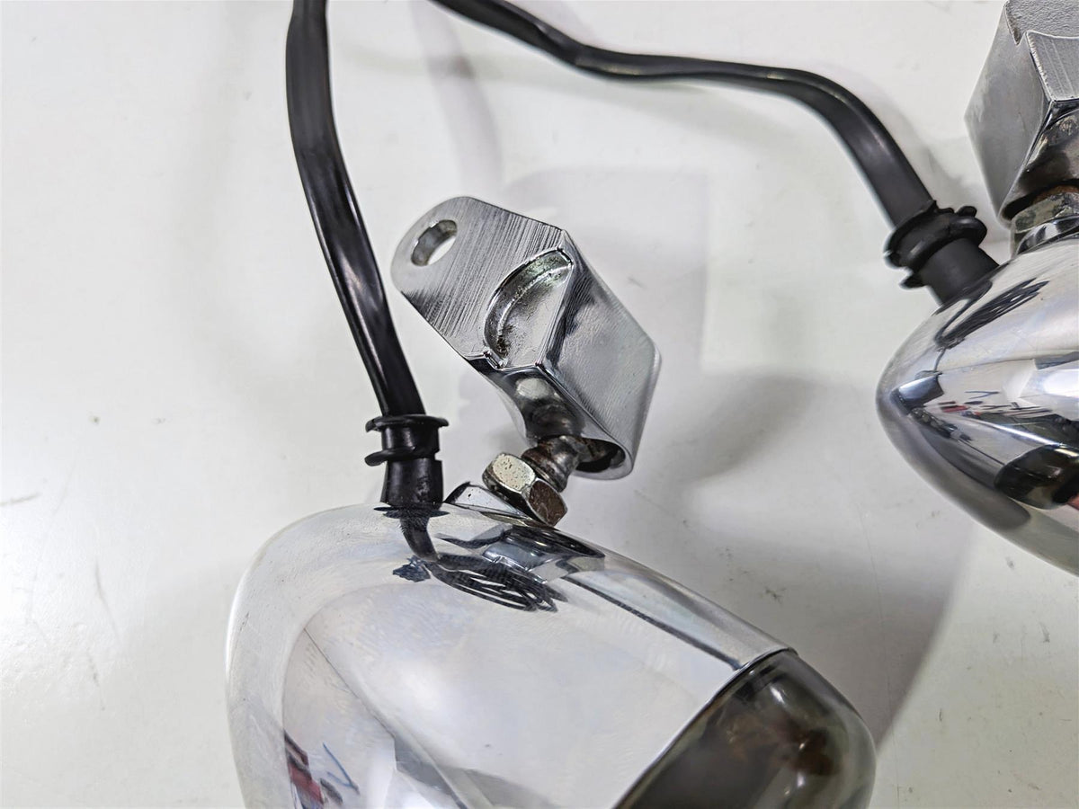 2005 Harley Softail FLSTFSE CVO Fat Boy Chrome Front Blinker Turn Signal Set 68614-03-Mototech271