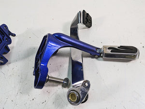 2009 Harley FXCWC Softail Rocker C Flame Foot Peg & Blue Brackets Set 33683-07A | Mototech271