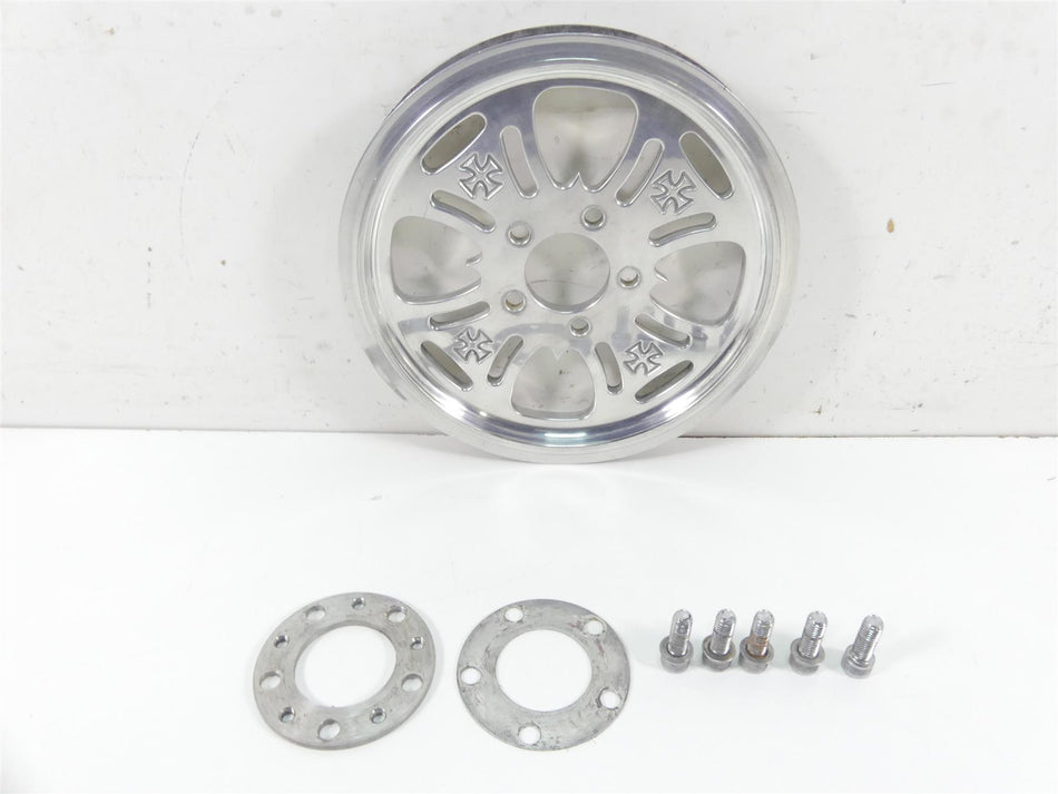1999 Harley FXSTS Softail Springer Rear Chrome Cross Drive Pulley 65T 1 1/8" {{ shop.shopifyCountryName }} - Mototech271