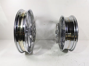 2007 Harley Touring Glide Twisted Vortex Style Chrome Front Rear Wheel Rim 21" & 18" | Mototech271