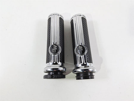 2017 Harley Touring FLHXS Street Glide Defiance Chrome Rubber Hand Grips 56100158 {{ shop.shopifyCountryName }} - Mototech271