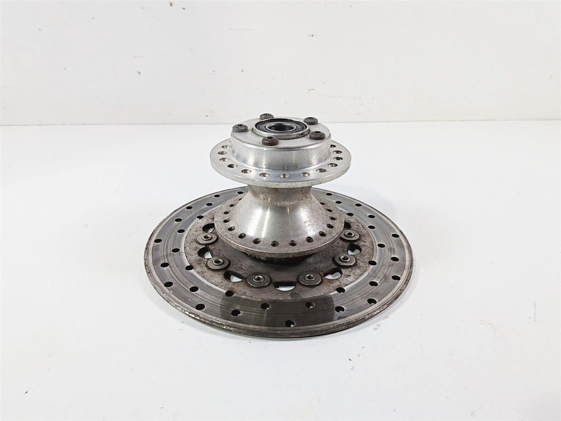 2007 Harley Dyna FXDB Street Bob Front Wheel Hub Spoke 19" + Rotor 43877-06 {{ shop.shopifyCountryName }} - Mototech271