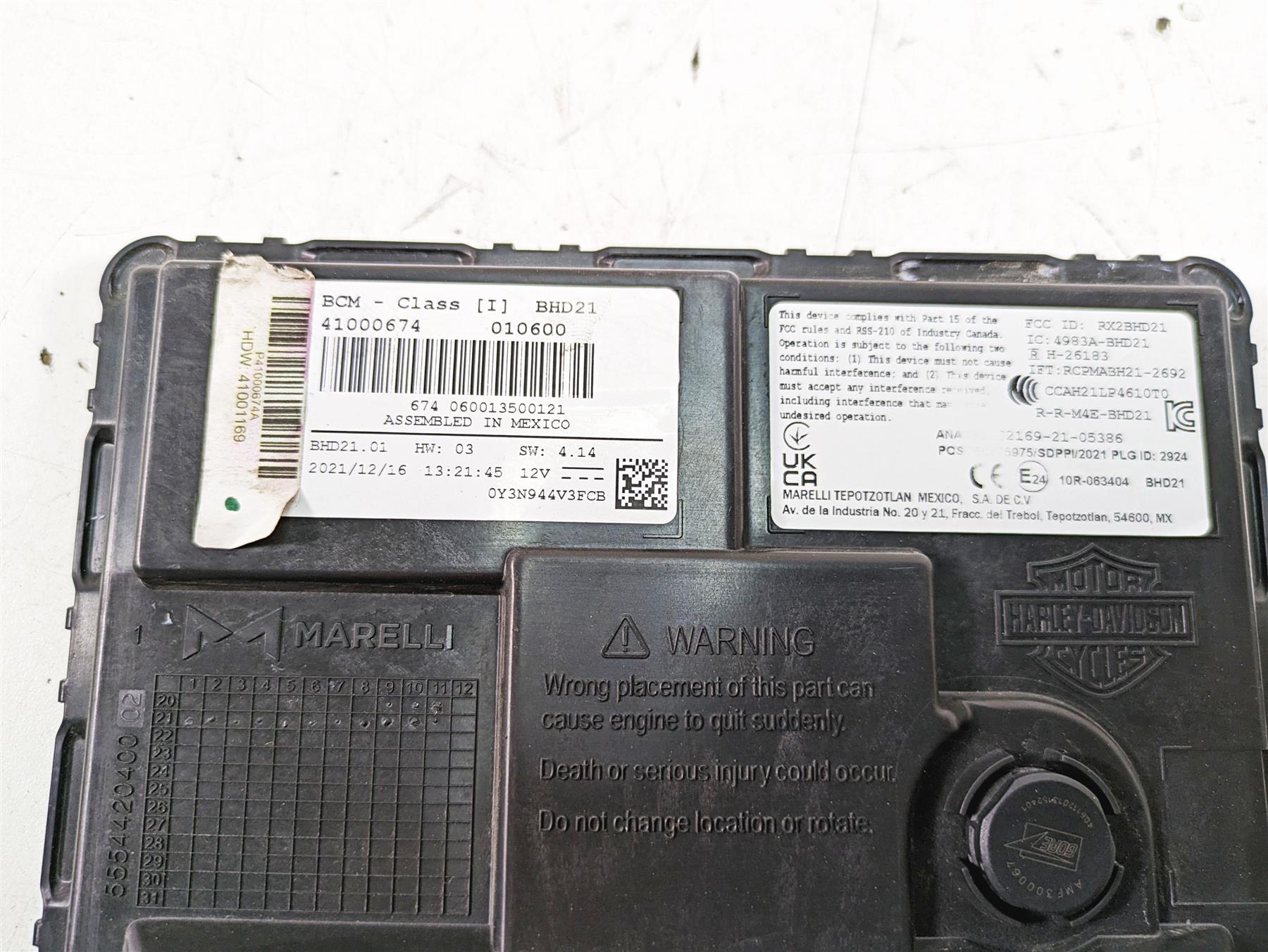 2022 Harley RA1250 S Pan America Bcm Body Control Module Class I 41000674 {{ shop.shopifyCountryName }} - Mototech271
