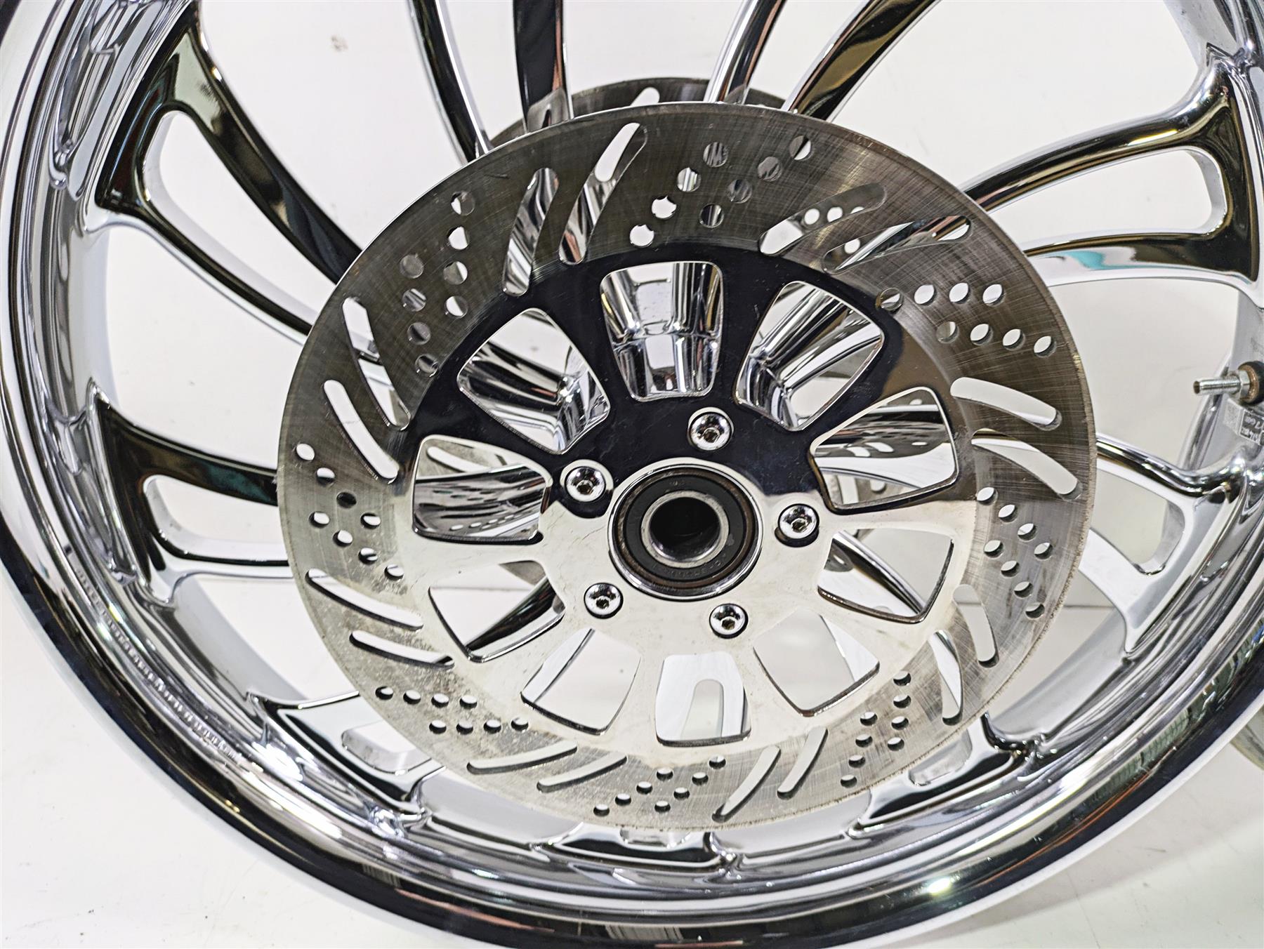 2007 Harley Touring Glide Twisted Vortex Style Chrome Front Rear Wheel Rim 21" & 18" {{ shop.shopifyCountryName }} - Mototech271