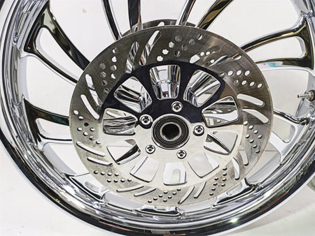 2007 Harley Touring Glide Twisted Vortex Style Chrome Front Rear Wheel Rim 21" & 18" {{ shop.shopifyCountryName }} - Mototech271