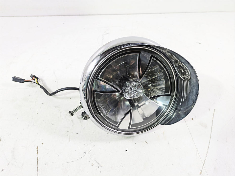 2004 Harley Softail FLSTF Fat Boy Headlight Iron Cross Skull + Visor 67903-00 {{ shop.shopifyCountryName }} - Mototech271