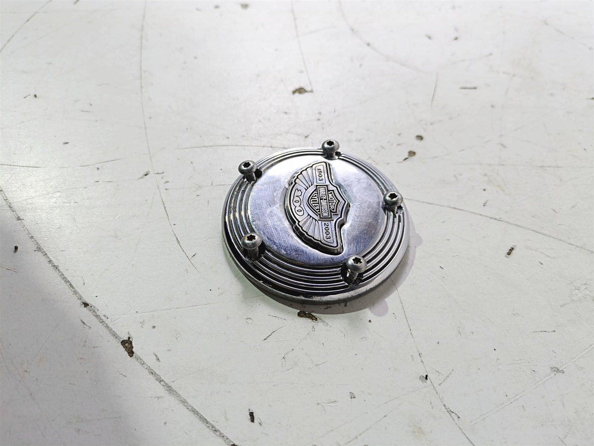 2003 Harley Touring FLHTCUI E-Glide 100th Chrome Cam Camshaft Cover 32536-03 {{ shop.shopifyCountryName }} - Mototech271