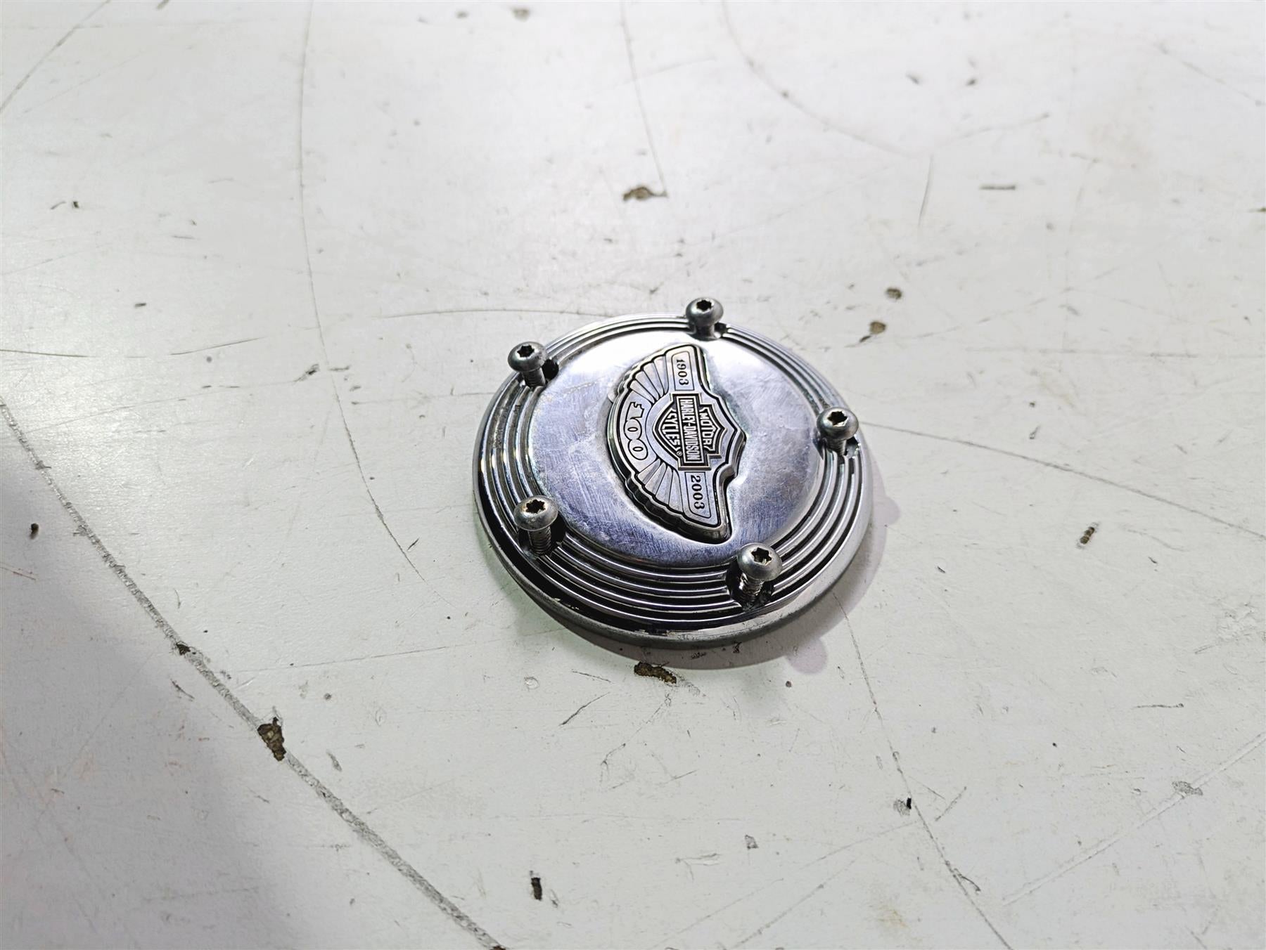 2003 Harley Touring FLHTCUI E-Glide 100th Chrome Cam Camshaft Cover 32536-03 {{ shop.shopifyCountryName }} - Mototech271