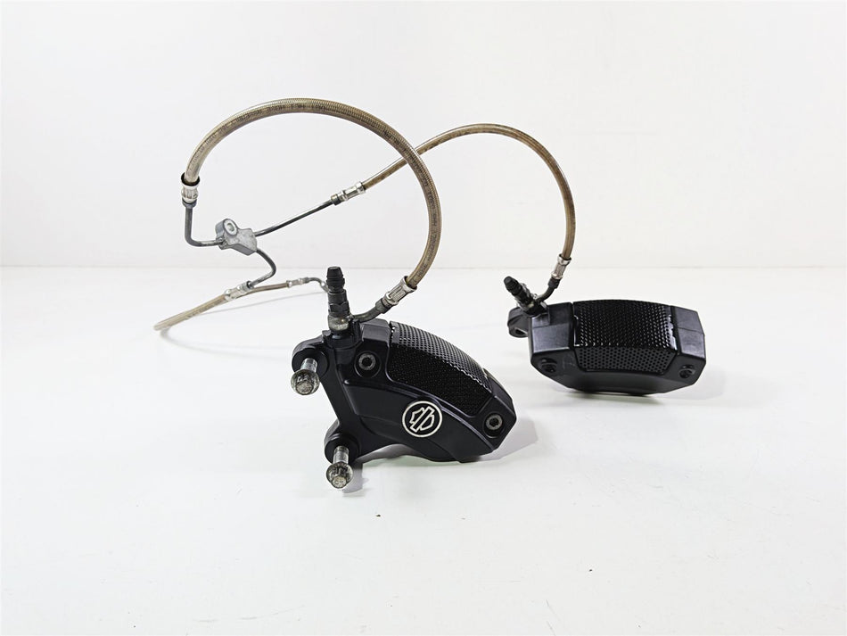 2012 Harley VRSCF Muscle V-Rod Front Brake Caliper Set & Lines 44731-08 44732-08
