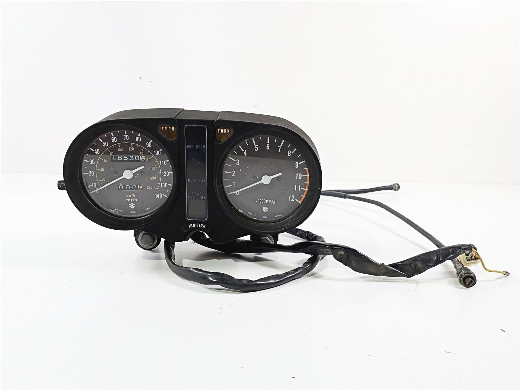 1978 Suzuki GS550 E Gauges Instrument Cluster 18K Set 34100-47032 34100-47034 {{ shop.shopifyCountryName }} - Mototech271