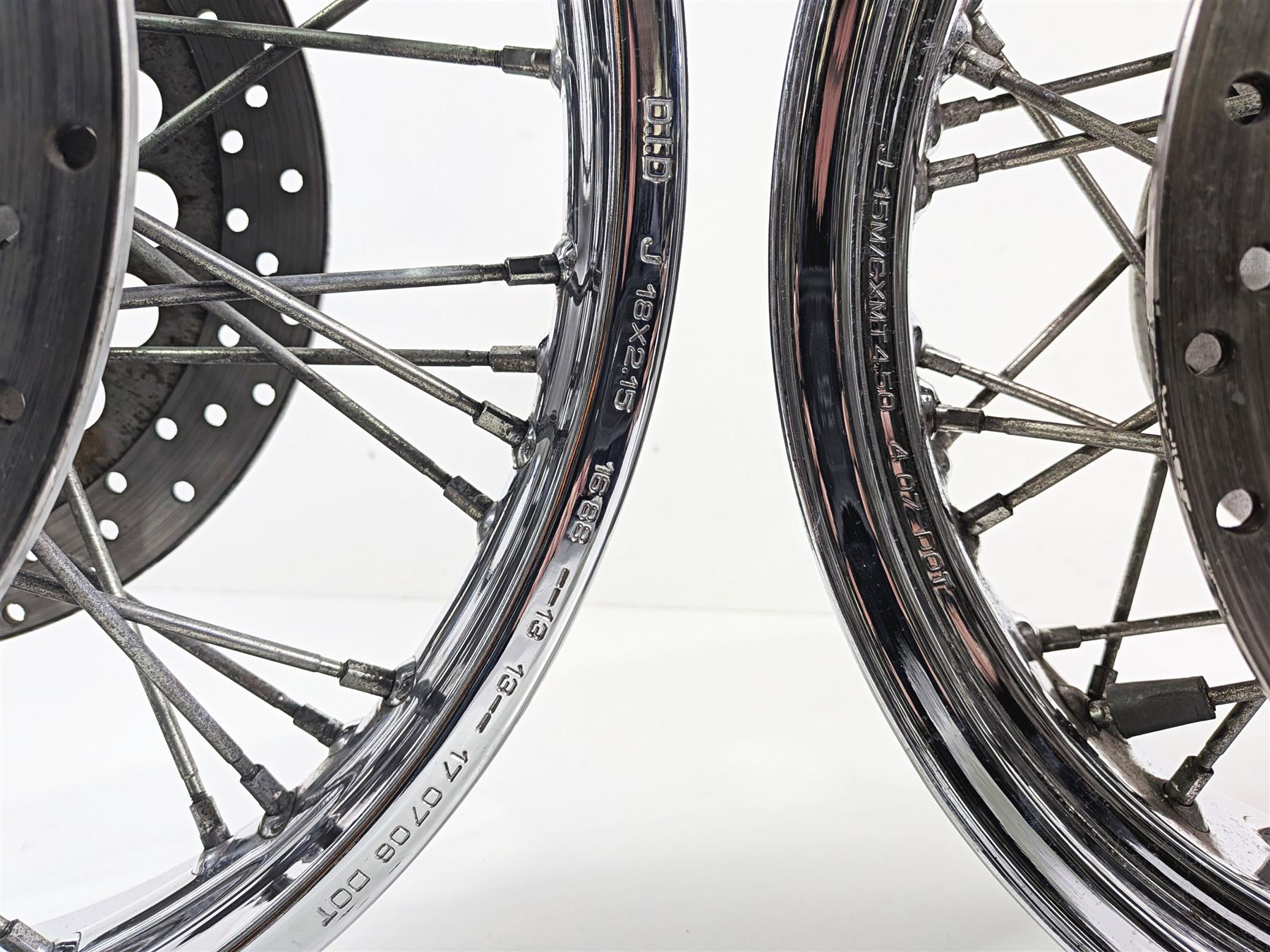 2007 Yamaha XVS1100 V-Star Custom 18x2.15 15x4.5 Front Rear Spoke Wheel Rim Set 94421-18614 {{ shop.shopifyCountryName }} - Mototech271