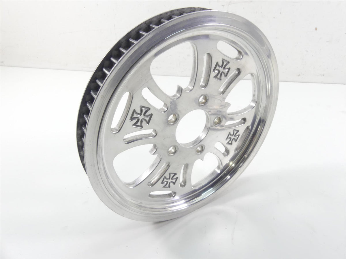 1999 Harley FXSTS Softail Springer Rear Chrome Cross Drive Pulley 65T 1 1/8" {{ shop.shopifyCountryName }} - Mototech271