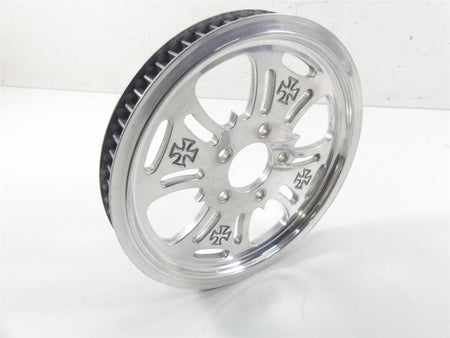 1999 Harley FXSTS Softail Springer Rear Chrome Cross Drive Pulley 65T 1 1/8" {{ shop.shopifyCountryName }} - Mototech271