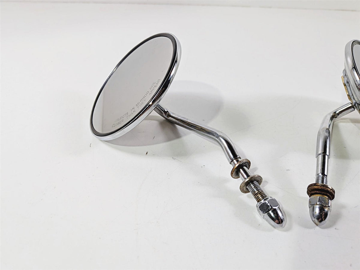 2005 Harley Softail FLSTFSE CVO Fat Boy Round Chrome Flame Mirrors Set-Mototech271