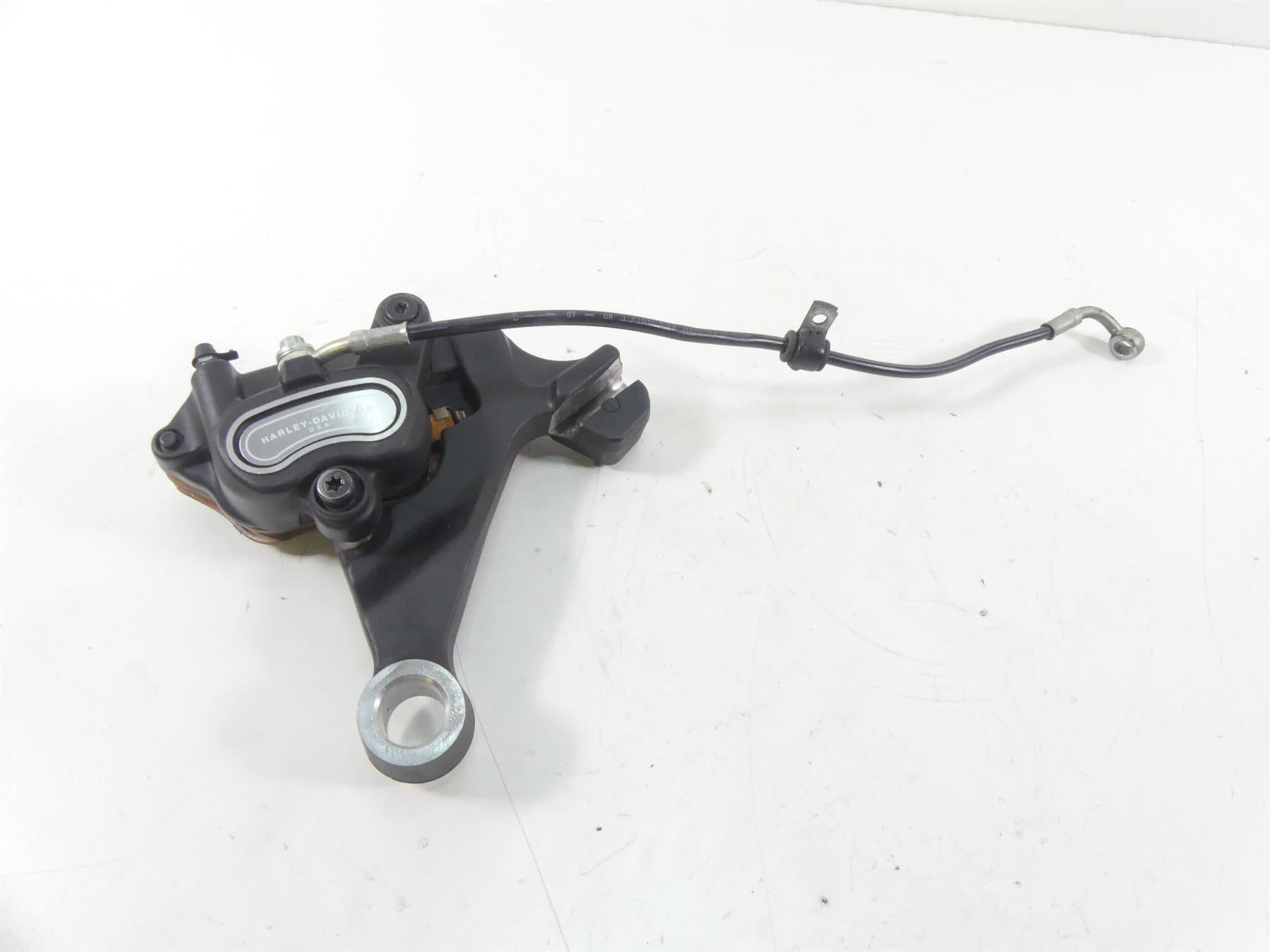 2009 Harley FXDF Dyna Fat Bob Rear Brake Caliper + Mount & Line 40908-08