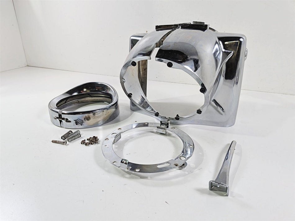 Harley Touring Aftermarket Chrome Road King Headlight Cover Nacelle Set {{ shop.shopifyCountryName }} - Mototech271