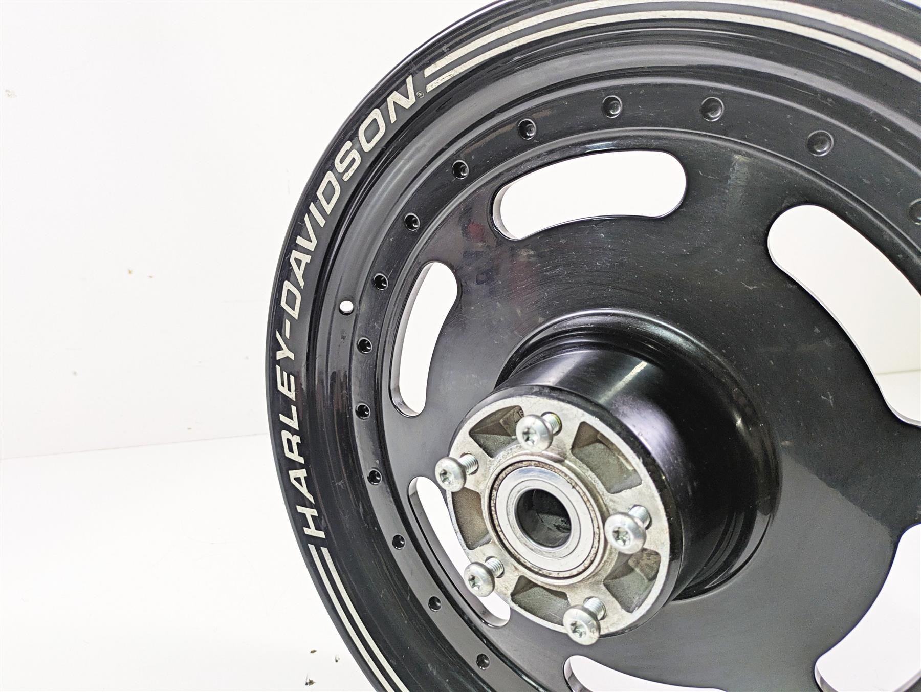 2014 Harley FXDF Dyna Fat Bob Front Wheel Rim 16x3 Black Straight 43300254 {{ shop.shopifyCountryName }} - Mototech271